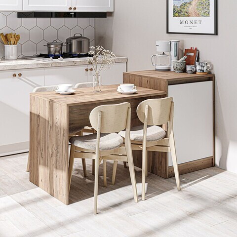Masa de bucatarie, Hanah Home, 2786, 160x85x60 cm, PAL MELAMINAT, Pin Atlantic / Alb