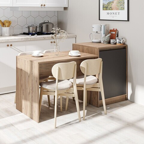 Masa de bucatarie, Hanah Home, 2787, 160x85x60 cm, PAL MELAMINAT, Pin Atlantic / Antracit