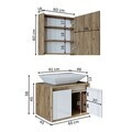 Set Dulap de Baie cu Chiuvetă și Oglindă (2 Piese), Hanah Home, 1759, MDF-LAM, Pin Atlantic / Alb Mat