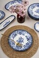 Set de mic dejun, Hermia, 667PRS1737, Portelan, Platou cu măsline: 22 x 7 cm (2 bucăți), Alb / Bleumarin