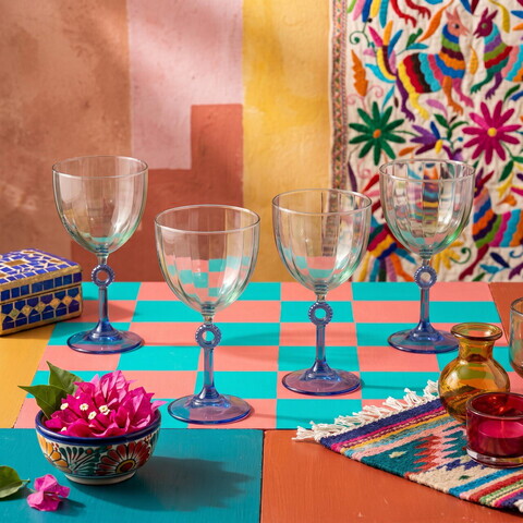 Set de pahare de vin, Hermia, 666HAC2111, Sticla, Albastru