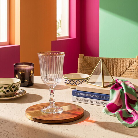 Set de pahare de vin, Hermia, 666HAC2123, Sticla, Auriu / Transparent