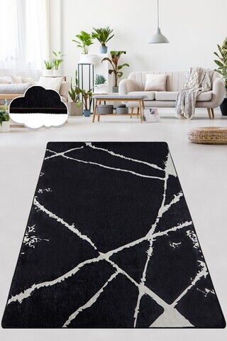 Covor, Broken Black, 80x120 cm, Alb/Negru
