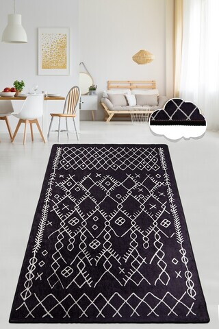 Covor, Chart Black, 80x120 cm, Alb/Negru
