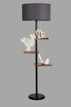 Lampadar cu 3 rafturi, Luin, 8270-7, E27, 60 W, metal/lemn/textil