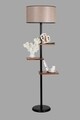 Lampadar cu 3 rafturi, Luin, 8270-8, E27, 60 W, metal/lemn/textil