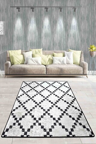 Covor, Class DJT, 160x230 cm, Alb/Negru