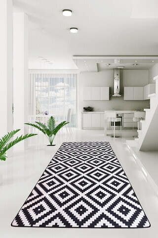 Covor, Black White Djt, 120x180 cm, Alb/Negru