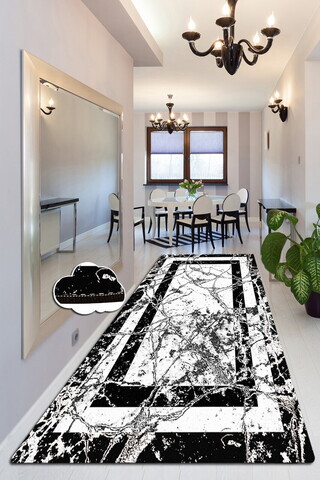Covor, Marmor, 80x300 cm, Alb/Negru