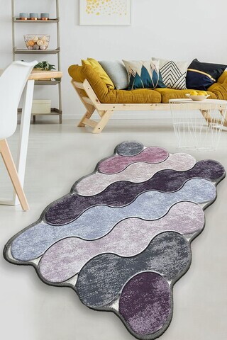 Covor, Circle, 80x200 cm, Mov / Liliac / Antracit
