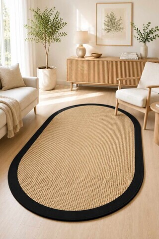 Covor, Rona Black Oval, 80x150 cm, Multicolor