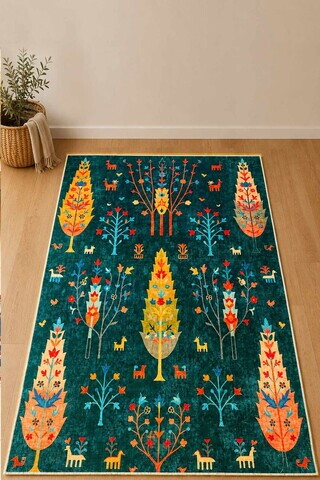 Covor, Rea Green, 100x160 cm, Multicolor
