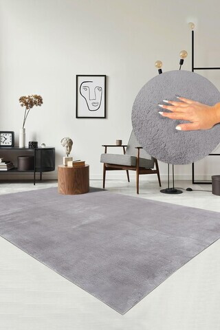 Covor, CLR-PUFFY-GRİ-04, 80x250 cm, Poliester, Gri