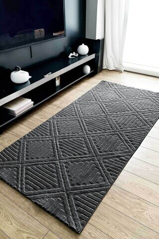 Covor, CLR-HİLDA-ANTRASİT-116, 100x300 cm, Poliester, Antracit