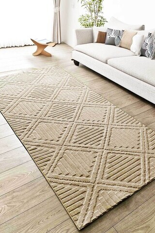 Covor, CLR-HİLDA-VİZON-20, 120x250 cm, Poliester, Bej