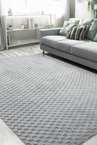 Covor, CLR-DOLLHALI-GRİ-13, 160x230 cm, Poliester, Gri