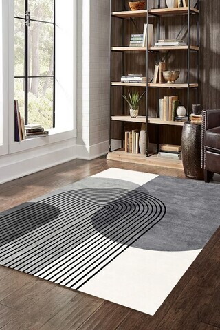 Covor, CLR-7184YUV-2, 100x100 cm, Poliester, Negru