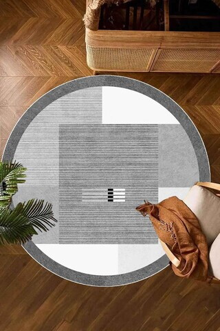 Covor, CLR-7377-HALI-76, 100x100 cm, Poliester, Gri