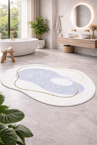 Covor, CLR-0000478-002, 80x140 cm, Poliester, Albastru