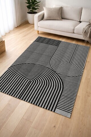 Covor, CLR-7188GRİ-15, 80x140 cm, Poliester, Negru
