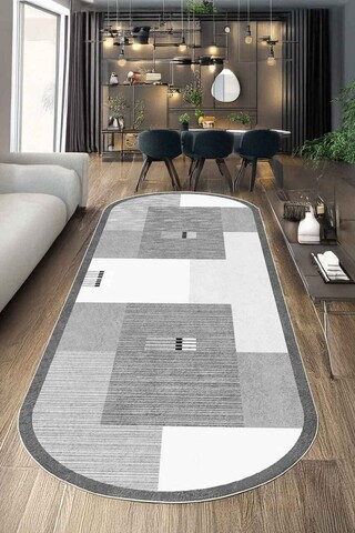 Covor, CLR-7377-HALI-39, 80x140 cm, Poliester, Gri deschis / Gri