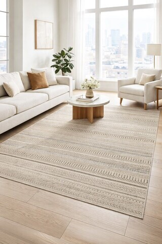 Covor, CLR-7388-HALI-43, 80x140 cm, Poliester, Crem