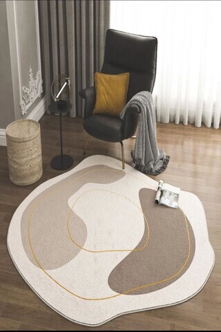 Covor, Yuvarlak-0000064-002, 120x120 cm, Poliester, Crem