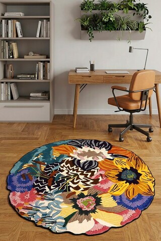 Covor, Yuvarlak-0000086-002, 120x120 cm, Poliester, Multicolor