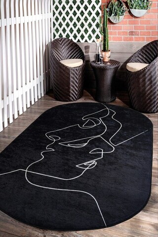 Covor, CLR-0000115-007, 100x150 cm, Poliester, Negru