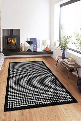 Covor, CLR-0000383-007, 100x150 cm, Poliester, Negru
