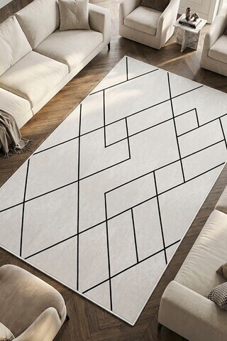 Covor, CLR-0000566-007, 100x150 cm, Poliester, Alb