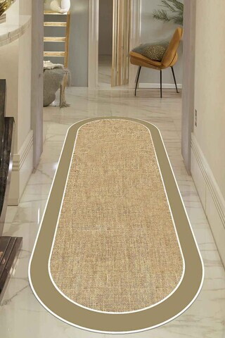 Covor, CLR-7027-OVAL-KAHVE-9, 100x150 cm, Poliester, Bej