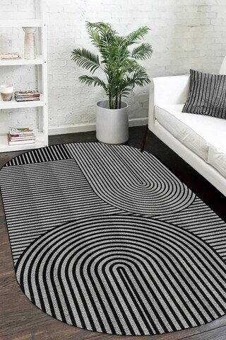 Covor, CLR-7188-Gri-Oval-11, 100x150 cm, Poliester, Gri