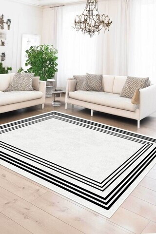 Covor, CLR-7244-HALI-10, 100x150 cm, Poliester, Alb