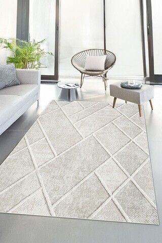 Covor, CLR-7304-HALI-6, 80x250 cm, Poliester, Crem