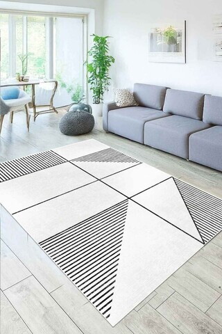Covor, CLR-7350-Beyaz-56, 80x250 cm, Poliester, Alb
