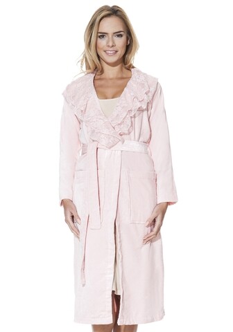 Halat de casa dama, Luisa Moretti, LMS-2085, bambus/bumbac, roz, marimea 46/48 - XL