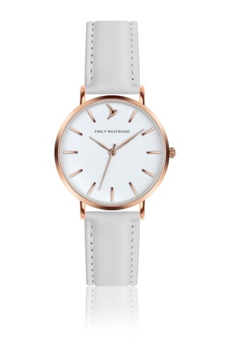 Ceas pentru dama, Emily Westwood, Gran Paradise White, piele naturala/inox, alb/auriu