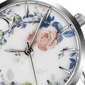 Ceas pentru dama, Emily Westwood, Silver Romantic Floral Pink, piele naturala/inox, multicolor