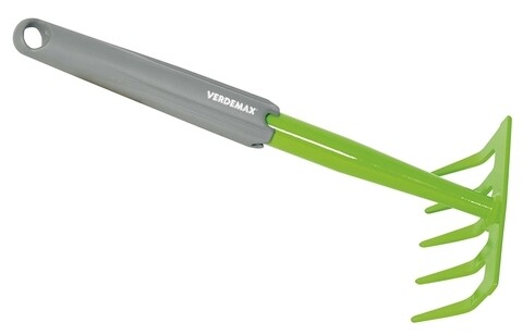 Mini grebla pentru gradinarit, Verdemax, 32 cm, otel lacuit, verde/gri