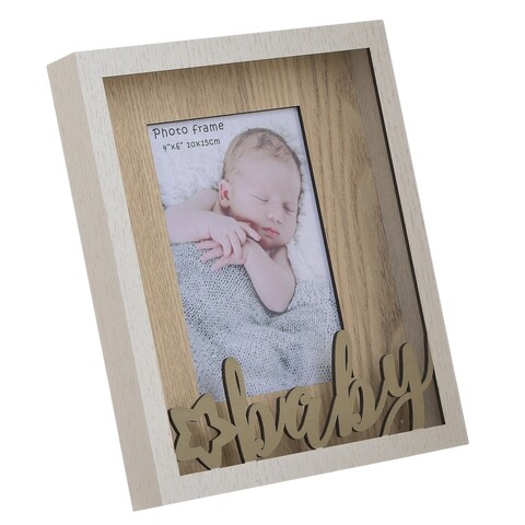 Rama foto Baby, InArt, 10x15 cm, MDF, natural/alb