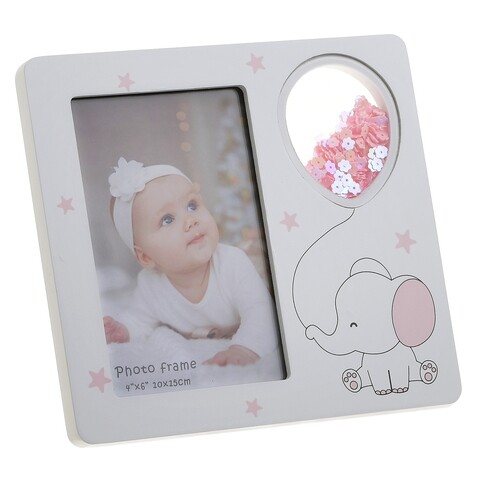 Rama foto Kids Elephant, InArt, 10x15 cm, MDF, alb/roz
