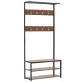Cuier cu pantofar Entryway, InArt, 80x30x170 cm, fier/MDF, negru/maro