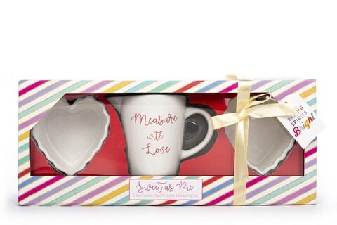 Set de copt 3 piese, Measure with Love Red, Tri-Coastal Design, ceramica