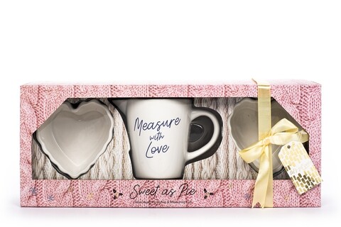 Set de copt 3 piese, Measure with Love Blue, Tri-Coastal Design, ceramica
