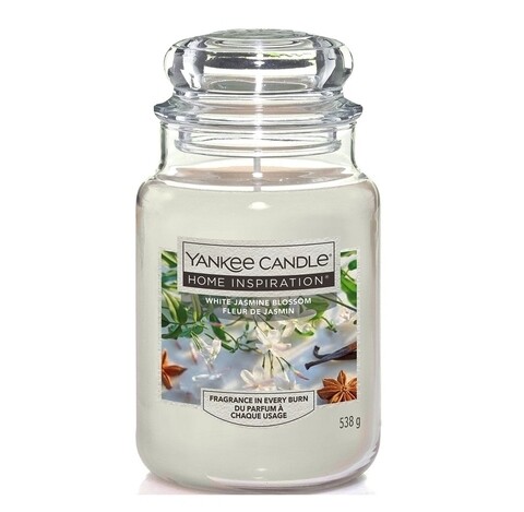 Lumanare parfumata in suport de sticla, Yankee Candle, 120 ore, 538 g, iasomie/bergamota/vanilie