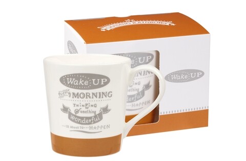 Cana in cutie cadou, Wake Up, Churchill, portelan Fine Bone China, 300 ml