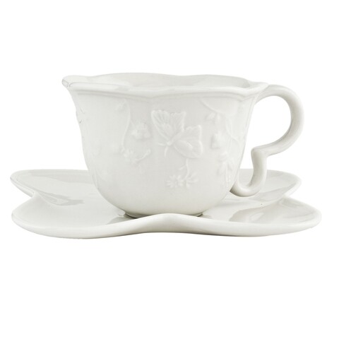 Ceasca cu farfurie, Graceful Butterfly, Clayre & Eef, ceramica, 200 ml