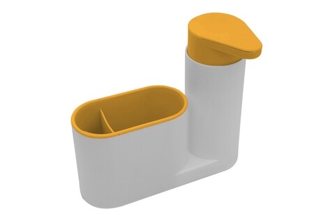 Organizator pentru chiuveta 2in1 Bedora, plastic, alb/galben