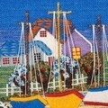 Decoratiune de perete, Boats and Houses, Creaciones Meng, 40x50 cm, iuta